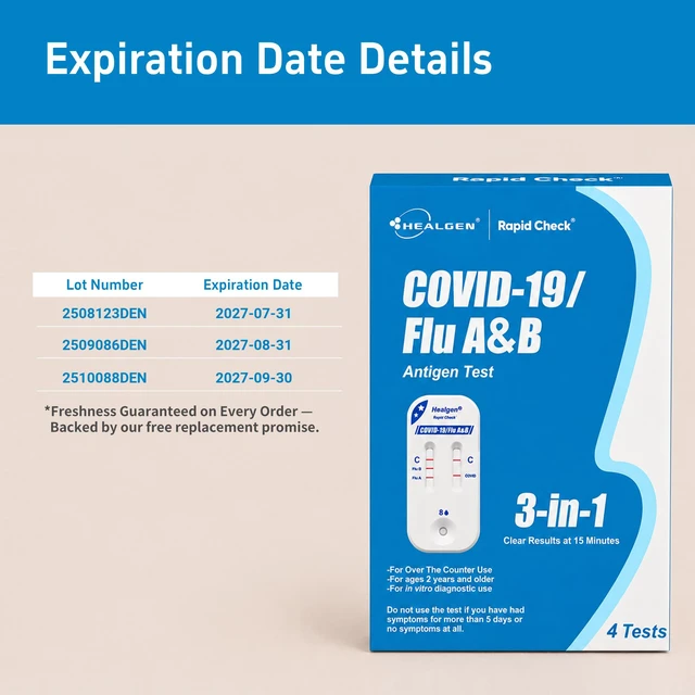 Alt view image 2 of 6 - Rapid Check COVID-19, Flu A&B Antigen Test Kit, The First FDA Authorized OTC 3-in-1 Flu & COVID Home Test, Easy to Read Dual Windows, Results in 15 Mins, 4 Test
