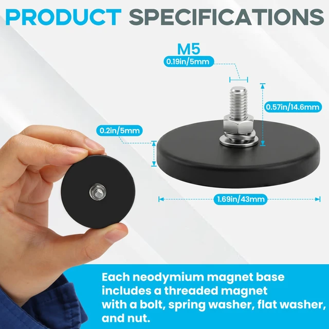 Alt view image 2 of 7 - 30PCS Rubber Coated Magnets with M5 Thread, 30LBS Mounting Magnet Anti-Scratch Mounting Magnet Magnetic Non-Slip Strong Magnet for Lighting Bar, Additional Mirrors and Camera