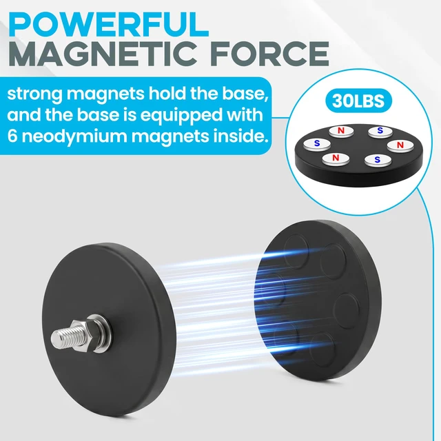 Alt view image 4 of 7 - 30PCS Rubber Coated Magnets with M5 Thread, 30LBS Mounting Magnet Anti-Scratch Mounting Magnet Magnetic Non-Slip Strong Magnet for Lighting Bar, Additional Mirrors and Camera