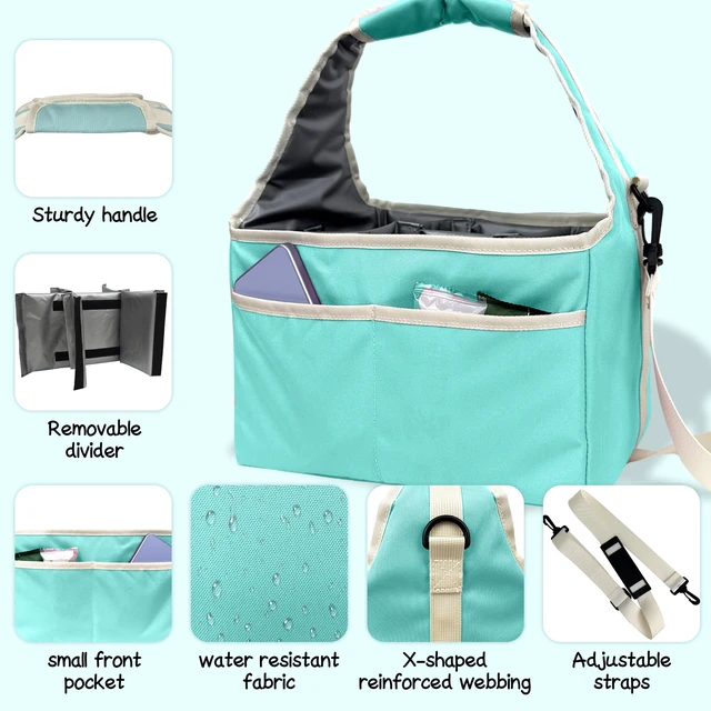 Alt view image 2 of 7 - Reusable Drink Carrier Tote Bag with Handle Family Size 6 Compartment Water Bottle Holder with Adjustable Shoulder Strap & Removable Dividers Multiple Tumbler Caddy for Car,Delivery,Family Outings