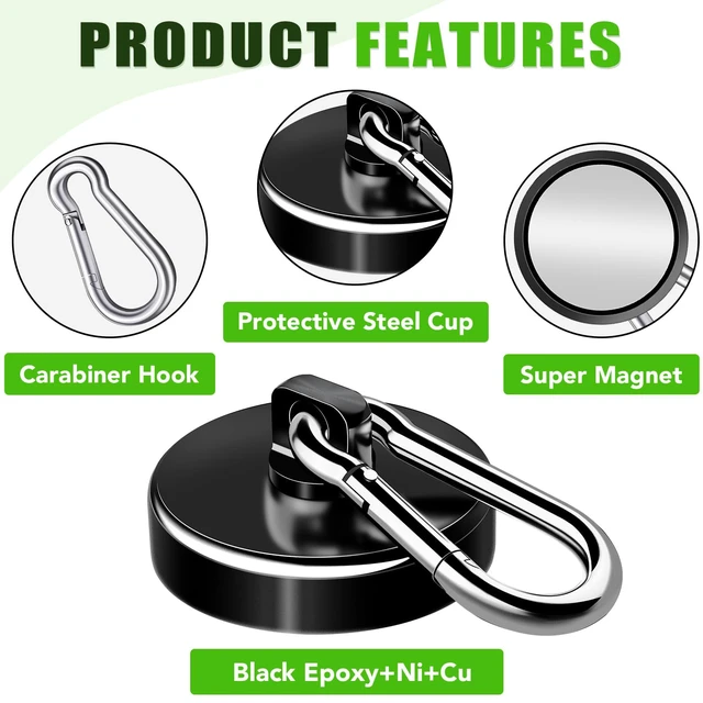 Alt view image 5 of 7 - Carabiner Magnetic Hooks, 110LBS Strong Magnets Black, 6 Pack Magnetic Hooks Heavy Duty with Swivel Carabiner Hook, Great for Hanging for Cruise, Garage, Kitchen, Refrigerator, Locker
