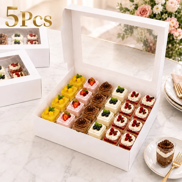Alt view image 3 of 6 - Dessert Shooter Boxes 5 Pack, Each Box Holds 24 Count 3 oz Dessert Shooter Cups, Food-Grade Dessert Cup Holder Boxes with Inserts, Dessert Shooter Box Packaging for Parties, Catering