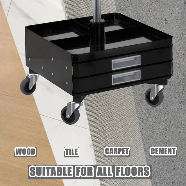 Alt view image 4 of 7 - 4-Inch Swivel Stem Caster for Rubbermaid Mop Bucket Utility Cart, 7/16-Inch Stem Diameter Rubber Wheel Set of 4, Heavy Duty TPR Weber Grills Shop Vac Replacement Wheels