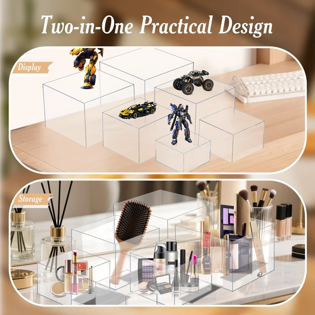 Alt view image 5 of 7 - 6 PCS Buffet Risers, Large Food Risers for Buffet Table, Dessert Display Food Display Risers for Party, Acrylic Boxes Dessert Table Display, Risers Display Stands (10" 9" 8" 7" 6" 5", Transparent)