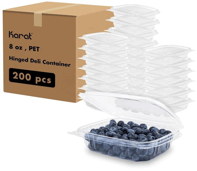 Main image of [8oz -200 ct Small Clamshell Containers with Lids, For Berries, Fruits, Nuts, and Home Meal Prep - Clear Plastic Food Containers, Take Out Containers