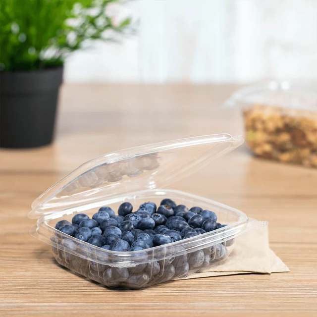 Alt view image 2 of 7 - [8oz -200 ct Small Clamshell Containers with Lids, For Berries, Fruits, Nuts, and Home Meal Prep - Clear Plastic Food Containers, Take Out Containers