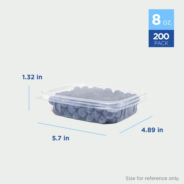 Alt view image 4 of 7 - [8oz -200 ct Small Clamshell Containers with Lids, For Berries, Fruits, Nuts, and Home Meal Prep - Clear Plastic Food Containers, Take Out Containers