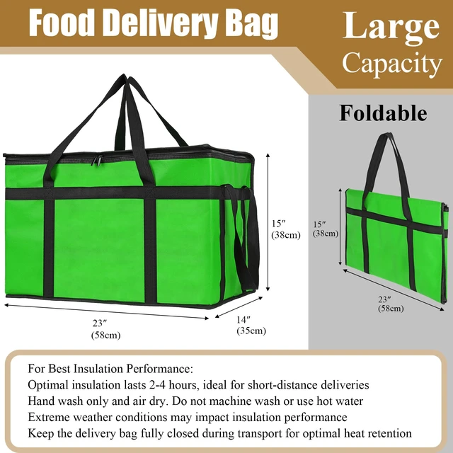 Alt view image 2 of 7 - Insulated Food Delivery Bag, XXXL Catering Bag for Keep Food Warming Large Capacity & Collapsible, Green Pizza Cooler Bags for Grocery Shopping, Picnics, Takeout, Camping