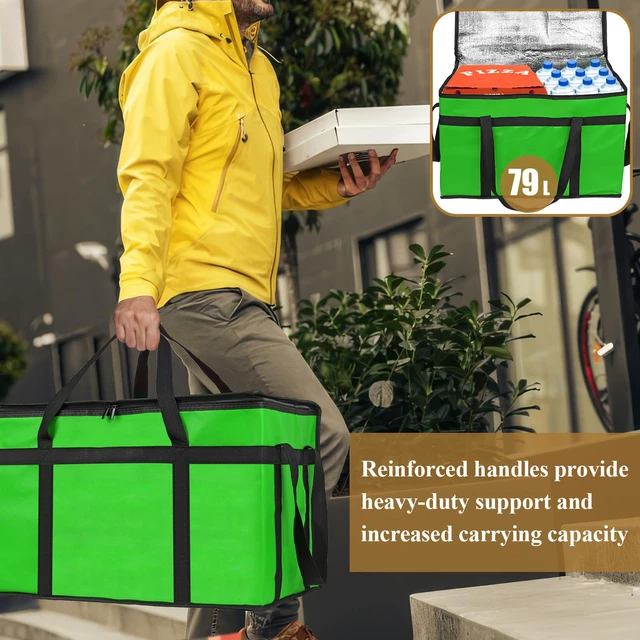 Alt view image 3 of 7 - Insulated Food Delivery Bag, XXXL Catering Bag for Keep Food Warming Large Capacity & Collapsible, Green Pizza Cooler Bags for Grocery Shopping, Picnics, Takeout, Camping