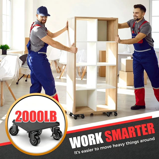 Alt view image 6 of 7 - Heavy Duty Furniture Dolly,5-Wheel Furniture Movers,6.3 Inch Carbon Steel Dolly with Lifter Tool and 360° Casters for Moving Sofas,Refrigerators,Cabinets and Other Heavy Furniture