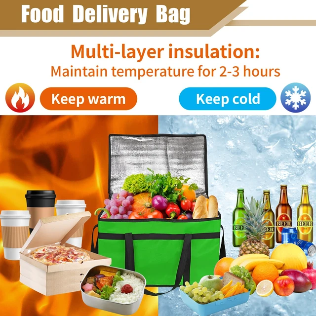 Alt view image 4 of 7 - Insulated Food Delivery Bag, XXXL Catering Bag for Keep Food Warming Large Capacity & Collapsible, Green Pizza Cooler Bags for Grocery Shopping, Picnics, Takeout, Camping