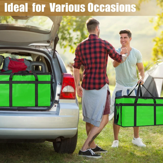Alt view image 6 of 7 - Insulated Food Delivery Bag, XXXL Catering Bag for Keep Food Warming Large Capacity & Collapsible, Green Pizza Cooler Bags for Grocery Shopping, Picnics, Takeout, Camping