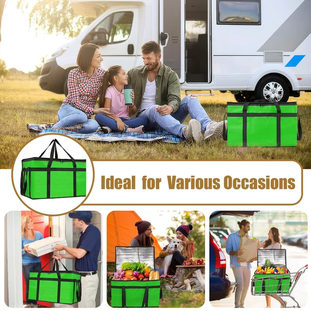 Alt view image 7 of 7 - Insulated Food Delivery Bag, XXXL Catering Bag for Keep Food Warming Large Capacity & Collapsible, Green Pizza Cooler Bags for Grocery Shopping, Picnics, Takeout, Camping