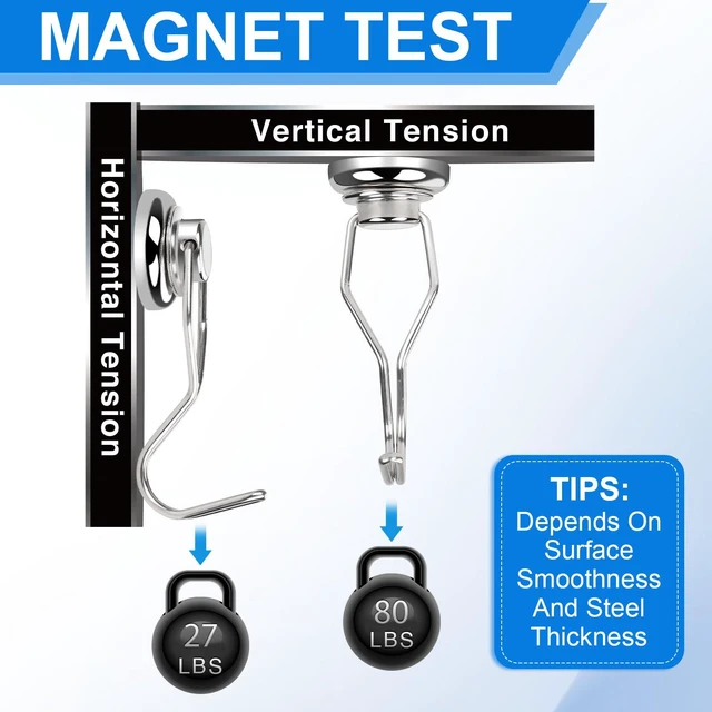 Alt view image 3 of 6 - Magnetic Hooks 80LBS Swivel Swing Magnet Hooks Heavy Duty 10 Pack Strong Neodymium Magnetic Hook for Cruise Cabins Refrigerator Hanging Garage Workshop Office and Kitchen Silver