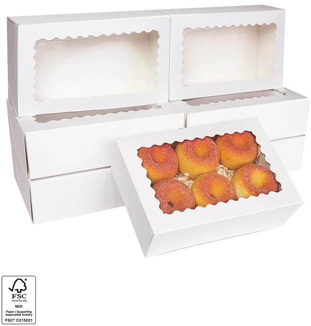 Alt view image 3 of 7 - Auto-pop up Cookie Box with Window 9x6x2.5 Inch White 50Pcs Pastry Macaron Bakery Pie Box For Packaging