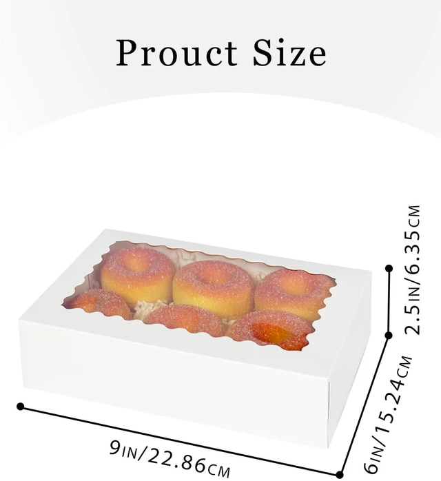 Alt view image 5 of 7 - Auto-pop up Cookie Box with Window 9x6x2.5 Inch White 50Pcs Pastry Macaron Bakery Pie Box For Packaging