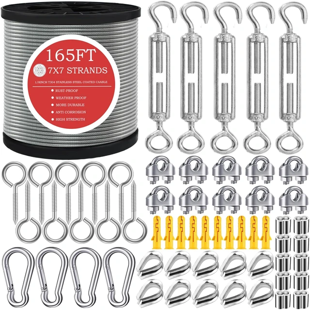 Main image of 165FT Steel Cable Kit | M5 Turnbuckle & 1/8" Stainless Steel Wire Rope