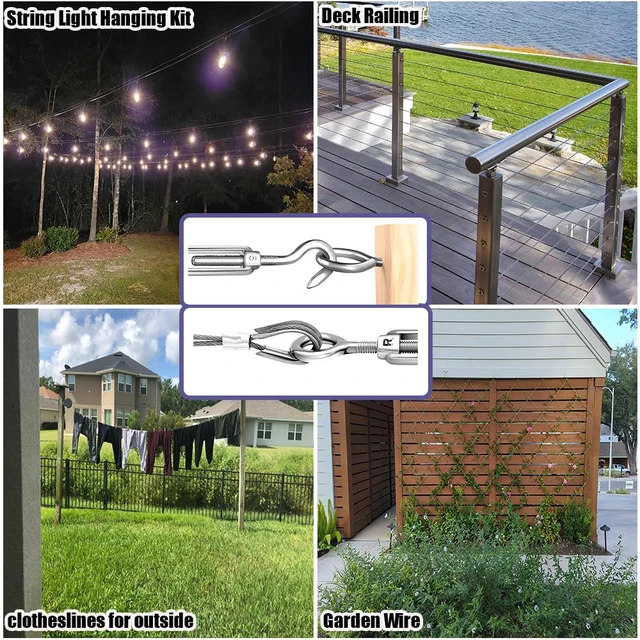 Alt view image 7 of 7 - 165FT Steel Cable Kit | M5 Turnbuckle & 1/8" Stainless Steel Wire Rope