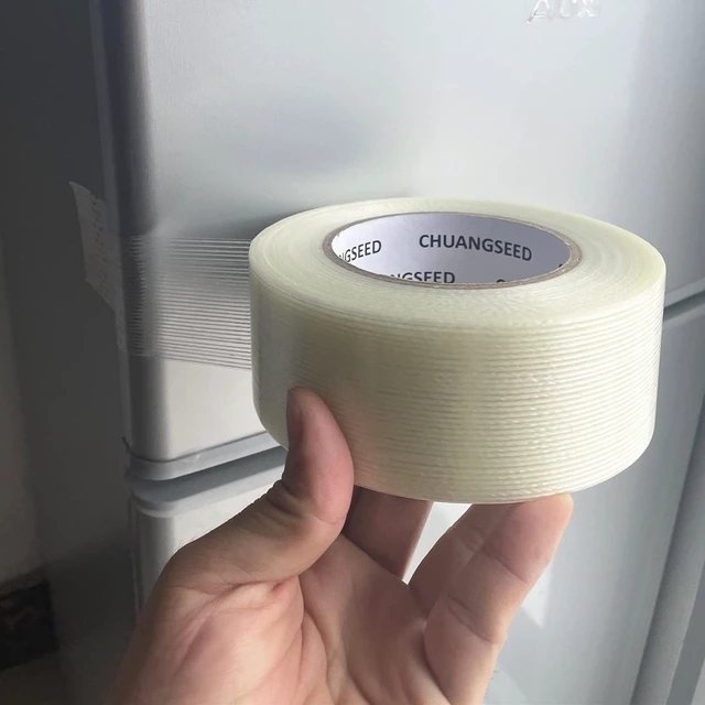 Alt view image 2 of 7 - 3Pack Mono Filament Strapping Tape 6.2mil x 2Inch x 60yds Commodity Grade Heavy Duty Transparent Reinforced Fiberglass Tape