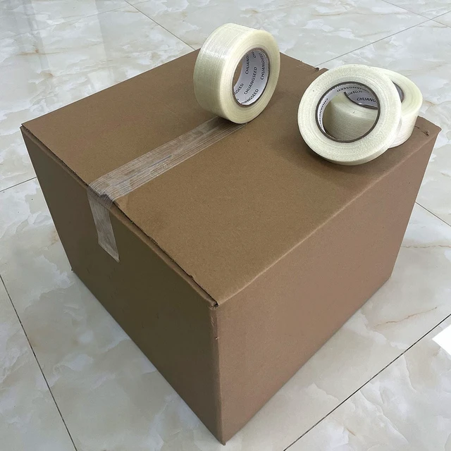 Alt view image 3 of 7 - 3Pack Mono Filament Strapping Tape 6.2mil x 2Inch x 60yds Commodity Grade Heavy Duty Transparent Reinforced Fiberglass Tape