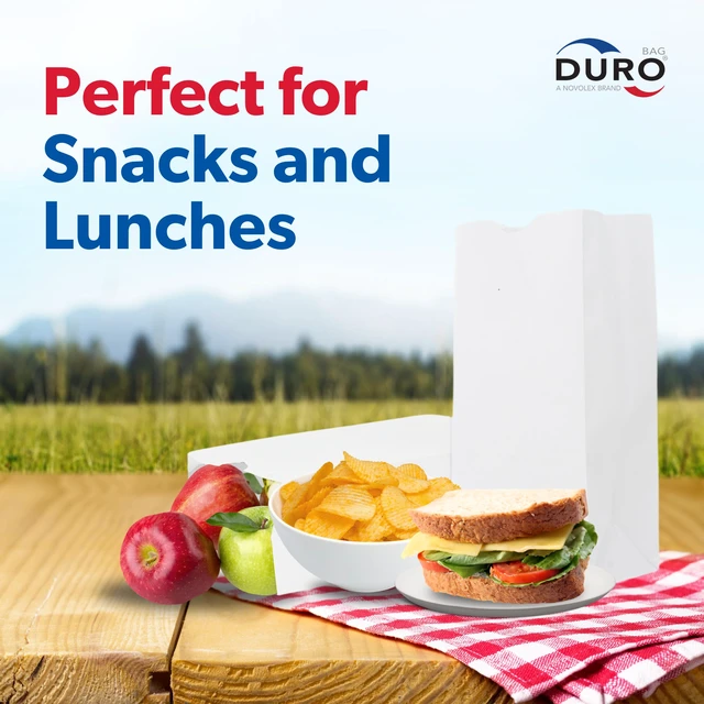 Alt view image 2 of 7 - 51004 4# White Paper Lunch Bags, 5 x 3.12 x 9.75 in, 500 Ct Open-Top Design for Lunches, Sandwiches, Snacks, Candy, Cookies, Popcorn, Crafts, Retail Uses, Pharmacy Needs & Takeout