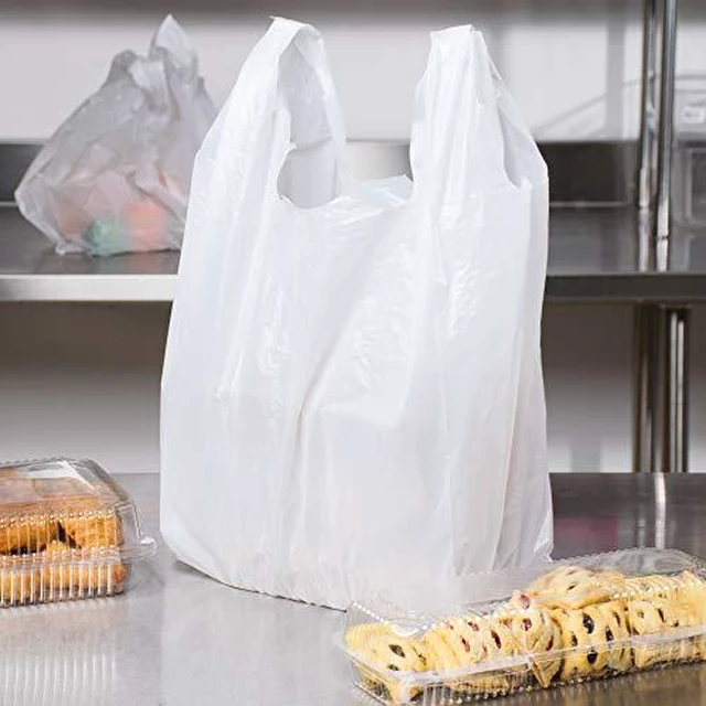 Alt view image 3 of 4 - Carry-Out Plastic Bag-White Plain T-Shirt Bag 11.5"x6.5"x21.5" 15Mic (White, 1000/Case)