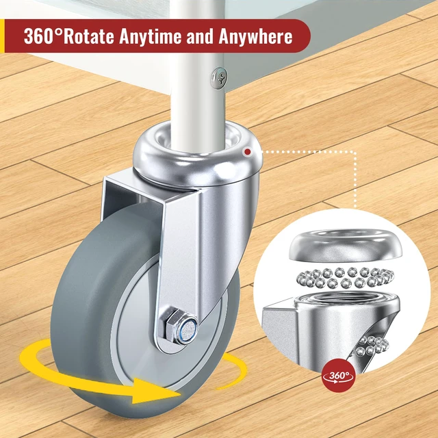Alt view image 6 of 7 - Stem Caster Wheels 3 inch Casters Set of 8, 7/16-Inch Stem Diameter Swivel Castors Heavy Duty TPR Rubber Replacement Castor for Cart, Stool, Mop Bucket, Grill, Shop Vac