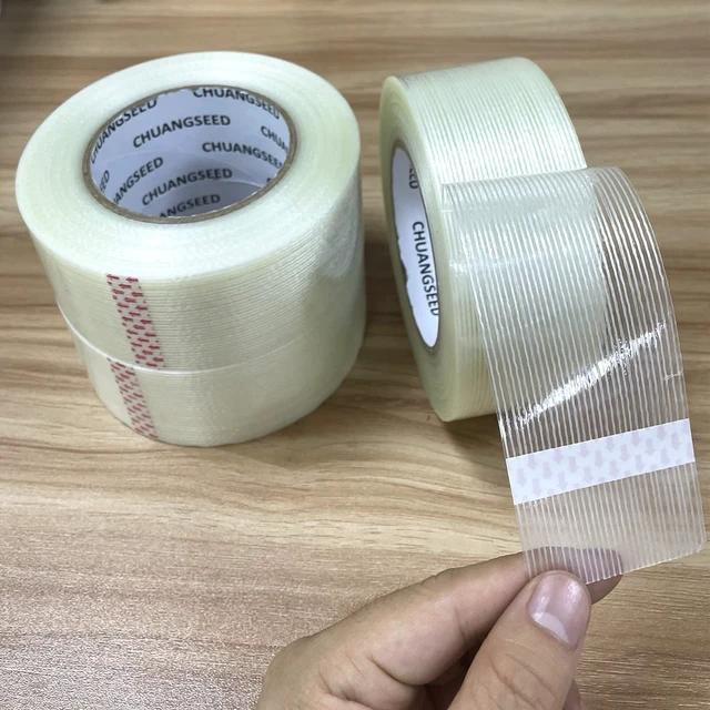 Alt view image 7 of 7 - 3Pack Mono Filament Strapping Tape 6.2mil x 2Inch x 60yds Commodity Grade Heavy Duty Transparent Reinforced Fiberglass Tape