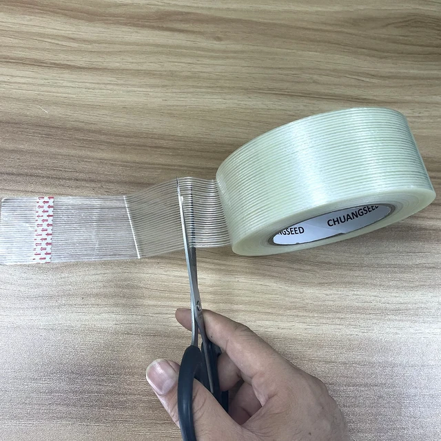 Alt view image 6 of 7 - 3Pack Mono Filament Strapping Tape 6.2mil x 2Inch x 60yds Commodity Grade Heavy Duty Transparent Reinforced Fiberglass Tape
