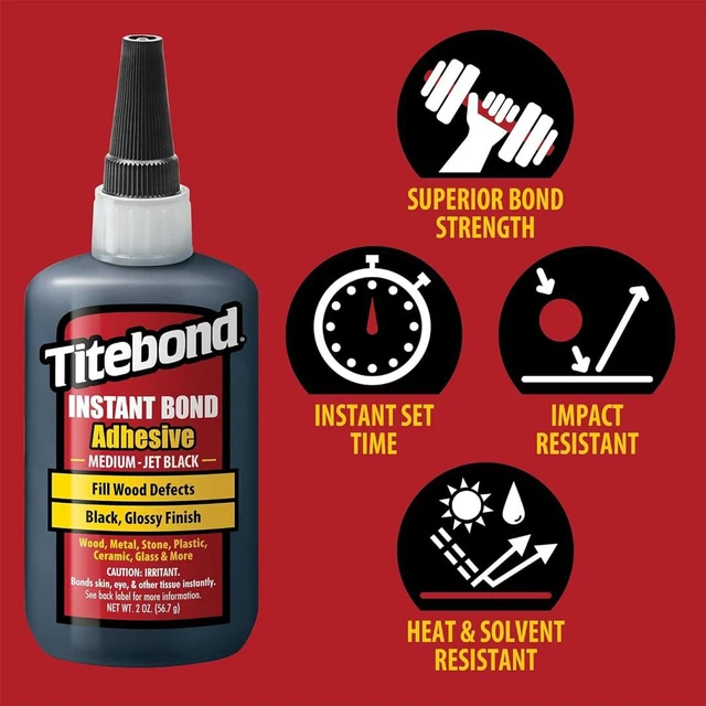 Alt view image 2 of 4 - Instant Bond Medium CA Super Glue Jet Black, Ethyl Cyanoacrylate Adhesive 2 Oz. 8211