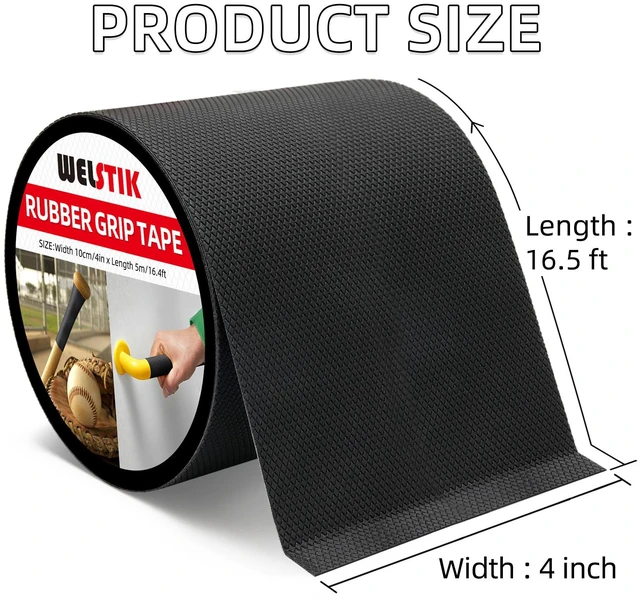 Alt view image 2 of 7 - 4" Wide Premium Rubber Grip Tape,Extra Large Non-Slip Adhesive Wrap for Game Controllers,Mouse, Gear & Tools,Soft Shock-Absorbing Texture, Barefoot Friendly Mat for Skateboard, Stairs & Rugs