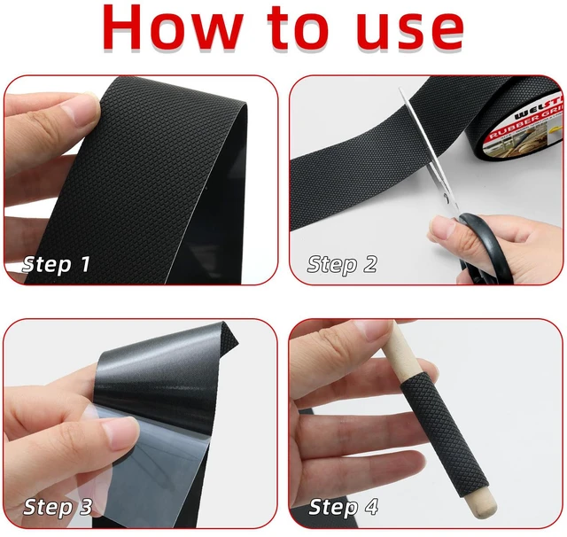 Alt view image 4 of 7 - 4" Wide Premium Rubber Grip Tape,Extra Large Non-Slip Adhesive Wrap for Game Controllers,Mouse, Gear & Tools,Soft Shock-Absorbing Texture, Barefoot Friendly Mat for Skateboard, Stairs & Rugs