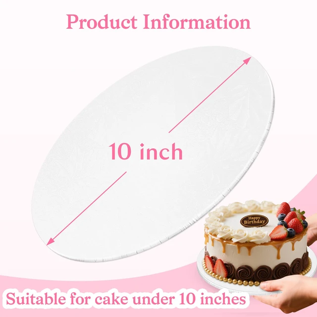 Alt view image 3 of 7 - 10 Inch Cake Drum, Cake Boards 10 Inch Round, 1/4" White 8in 10in 12in 14in Cake Drums Cardboard Base Board Circles for Pizza Wedding, 12 Pack
