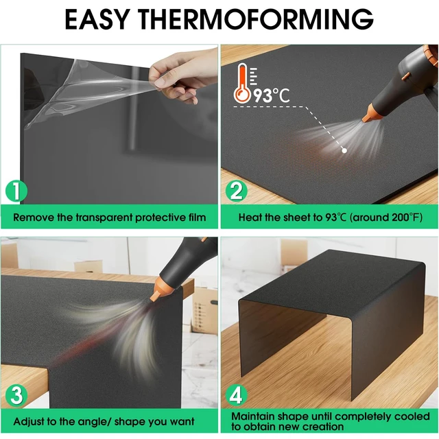 Alt view image 3 of 7 - ABS Plastic Sheet 48" x 24" x 1/8", 1 Pack Black Rigid Thermoplastic Board for Signs, Crafts, DIY Projects, Dual-Surface - Textured & Smooth