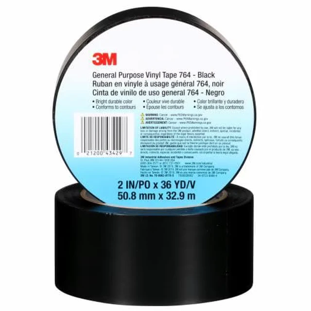 Alt view image 2 of 7 - General Purpose Vinyl Tape 764, Black, 2 in x 36 yd, 5 mil, 1 Roll Light Traffic Floor Marking Tape, Social Distancing, Color Coding, Safety, Bundling: Electrical Tape