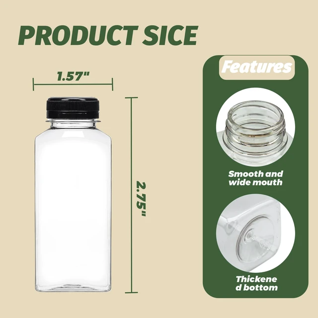 Alt view image 2 of 6 - 42pcs 16oz Plastic Juice Bottles with Caps, Empty PET Disposable Plastic Bottles Bulk with Black Tamper Evident Lids for Juicing, Drinking and Other Beverages (16 Ounces)
