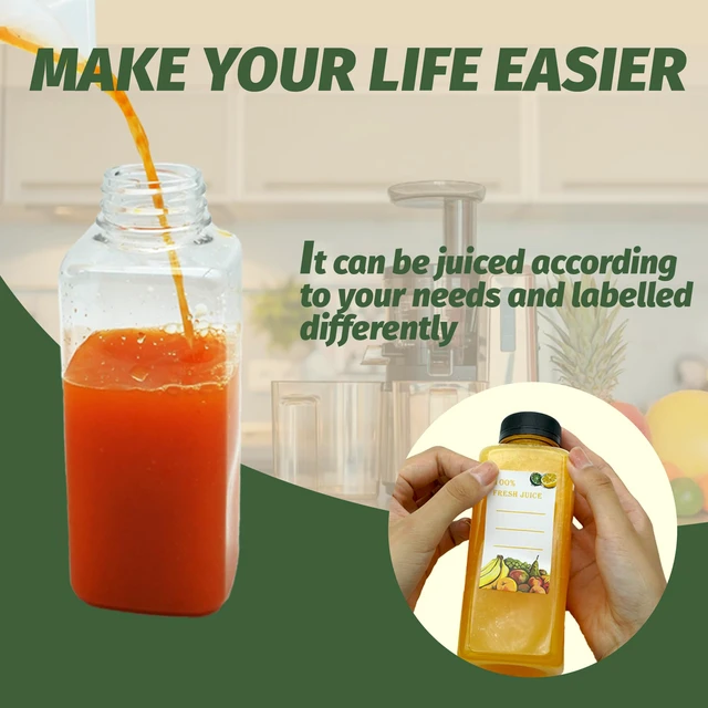Alt view image 5 of 6 - 42pcs 16oz Plastic Juice Bottles with Caps, Empty PET Disposable Plastic Bottles Bulk with Black Tamper Evident Lids for Juicing, Drinking and Other Beverages (16 Ounces)