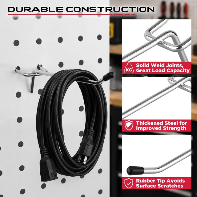 Alt view image 4 of 7 - 120PCS Pegboard Accessories Kit, Pegboard Hooks Assortment with Bins and Stainless Steel Peg Locks, Tool Organizer for 1/8" and 1/4" Pegboards, Garage Wall Organization, Workshop and Tool Storage