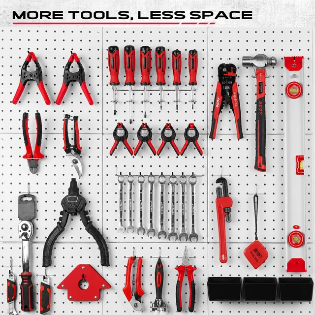 Alt view image 7 of 7 - 120PCS Pegboard Accessories Kit, Pegboard Hooks Assortment with Bins and Stainless Steel Peg Locks, Tool Organizer for 1/8" and 1/4" Pegboards, Garage Wall Organization, Workshop and Tool Storage