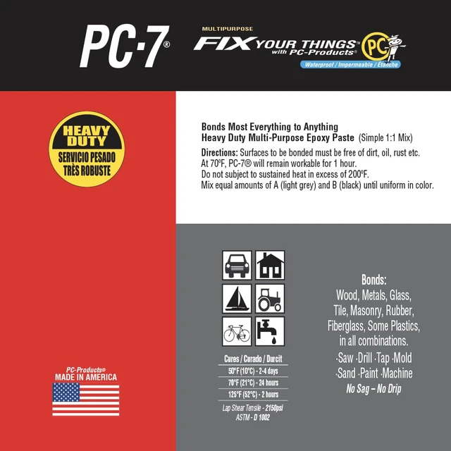 Alt view image 5 of 7 - 7 Epoxy Adhesive Paste Kit with Applicator, Two-Part Heavy Duty, 1 lb in Two Cans, Charcoal Gray