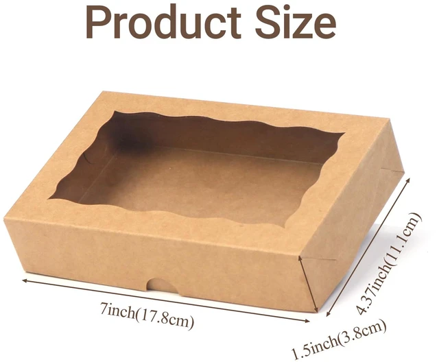 Alt view image 3 of 7 - 100 Pack Brown 7 x 4 3/8 x 1 1/2inches Cookies Boxes for Wedding Baby Shower Bakery Boxes for Macaron Truffle Donut Chocolate Cakesicle