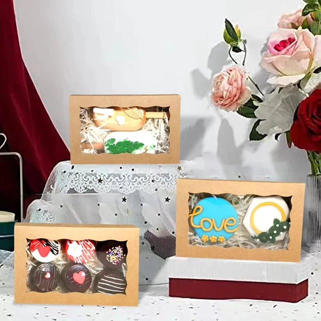 Alt view image 5 of 7 - 100 Pack Brown 7 x 4 3/8 x 1 1/2inches Cookies Boxes for Wedding Baby Shower Bakery Boxes for Macaron Truffle Donut Chocolate Cakesicle