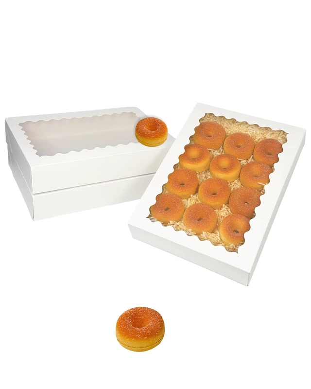 Alt view image 2 of 7 - Auto-pop Up White Cookie Box with Window 14x10x2.5 inch 24Pcs Bakery Pastry Macaron Bakery Box For Packaging (Pack of 2)