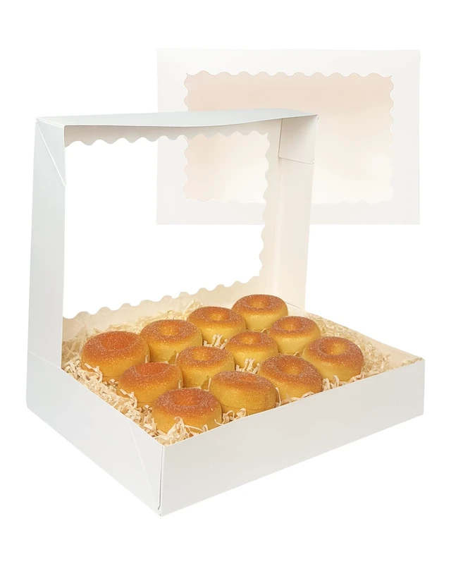 Alt view image 3 of 7 - Auto-pop Up White Cookie Box with Window 14x10x2.5 inch 24Pcs Bakery Pastry Macaron Bakery Box For Packaging (Pack of 2)