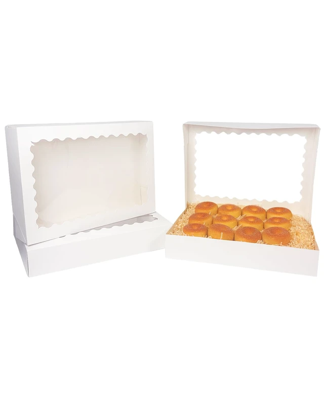 Alt view image 5 of 7 - Auto-pop Up White Cookie Box with Window 14x10x2.5 inch 24Pcs Bakery Pastry Macaron Bakery Box For Packaging (Pack of 2)
