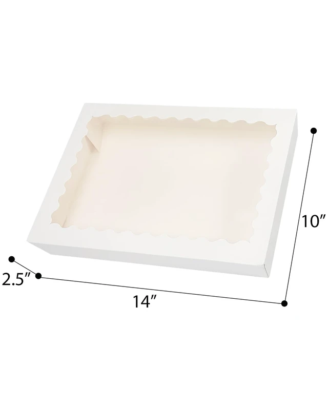 Alt view image 6 of 7 - Auto-pop Up White Cookie Box with Window 14x10x2.5 inch 24Pcs Bakery Pastry Macaron Bakery Box For Packaging (Pack of 2)
