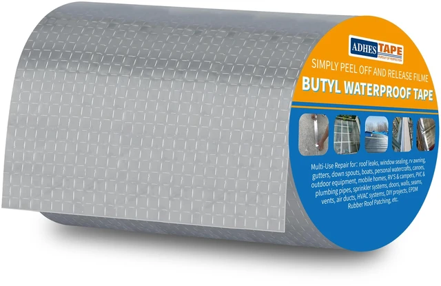 Main image of Butyl Tape Waterproof Tape, 8in x 16ft, Aluminum Foil Tape Butyl Sealant tape for RV Repair,Window,Boat and Pipe Sealing,Glass&EDPM Rubber Roof Patching(Model:RA100-1,Glue Color:White)