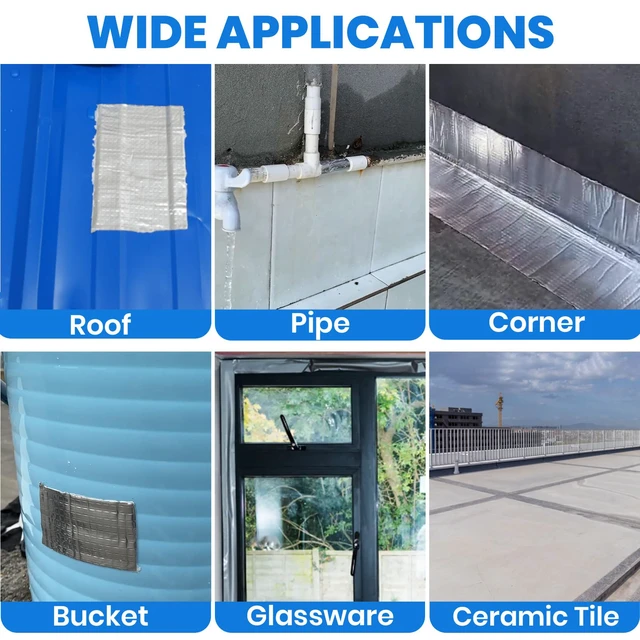 Alt view image 4 of 7 - Butyl Tape Waterproof Tape, 8in x 16ft, Aluminum Foil Tape Butyl Sealant tape for RV Repair,Window,Boat and Pipe Sealing,Glass&EDPM Rubber Roof Patching(Model:RA100-1,Glue Color:White)