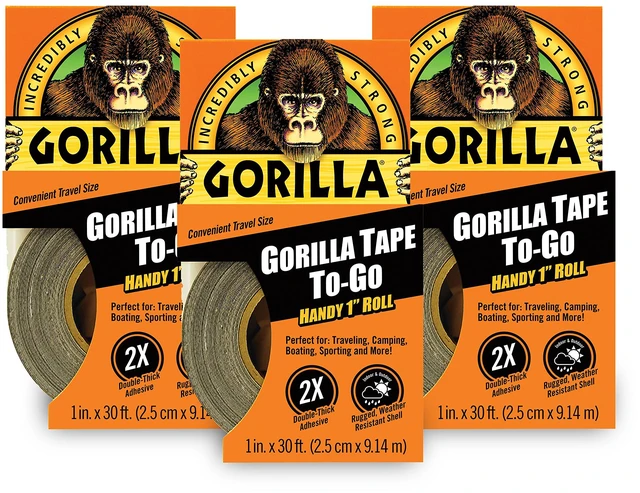 Main image of Mini Duct Tape to-Go, Travel Size, 1" x 10 yd, Black, 3-Pack Weather-Resistant Shell, Tough Reinforced Backing, Convenient for On-the-Go Repairs