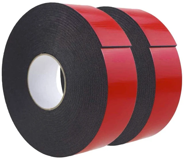 Main image of Double Sided Foam Tape 2.36In x 33FT 2 Pack, Mounting Tape Heavy Duty, Strong Adhesive Weatherproof Seal Strips for DIY Craft Picture Poster, Car & Gap Filling Mountings, Home Office Decor (Black)
